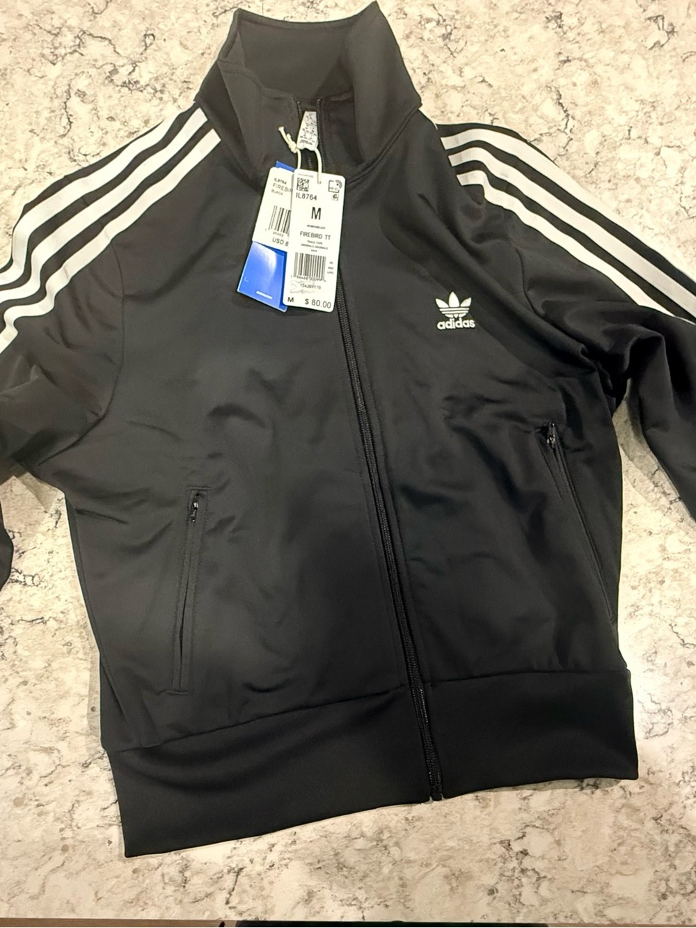adidas Black Track Jacket with White Three-Stripes